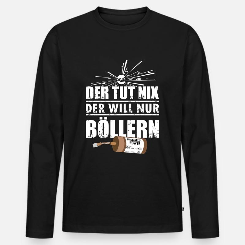Silvester Pyro will Böllern - Männer Premium Bio Langarmshirt - Schwarz