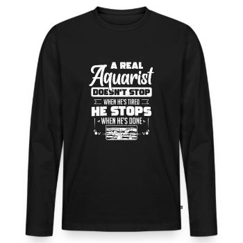 Aquarist Fish Tank Lover Funny Aquarium Saying - Men's Premium Organic Long Sleeve Shirt - black - Front - Nico (187cm)