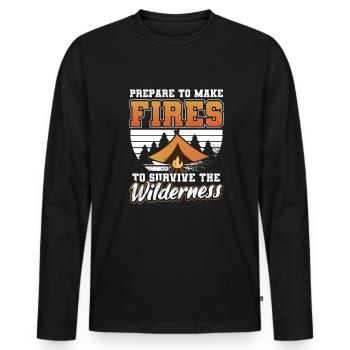 Fire Nature Survivaliste - T-shirt manches longues Premium bio Homme - noir - Devant - Nico (187cm)