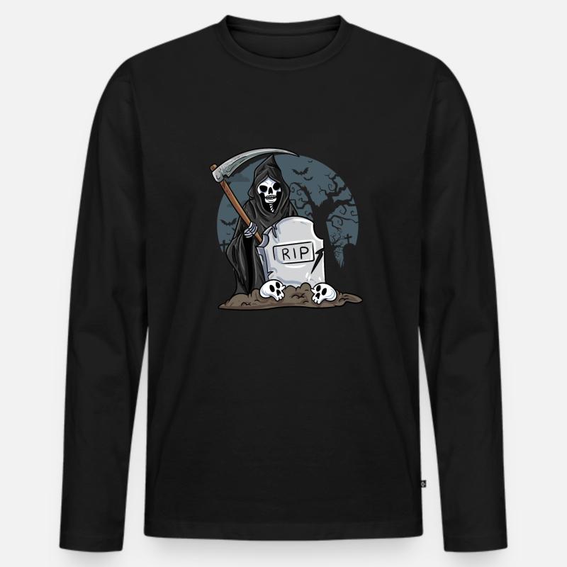 Skelett - Männer Premium Bio Langarmshirt - Schwarz