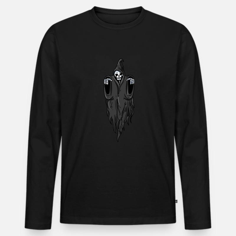 Fliegender Geist Untoter - Männer Premium Bio Langarmshirt - Schwarz
