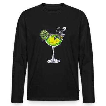 Skelett Cocktail - Männer Premium Bio Langarmshirt - Schwarz - Vorne - Nico (187cm)