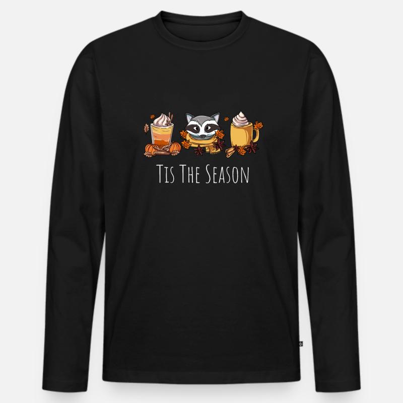 Waschbär Kaffeebecher - Männer Premium Bio Langarmshirt - Schwarz