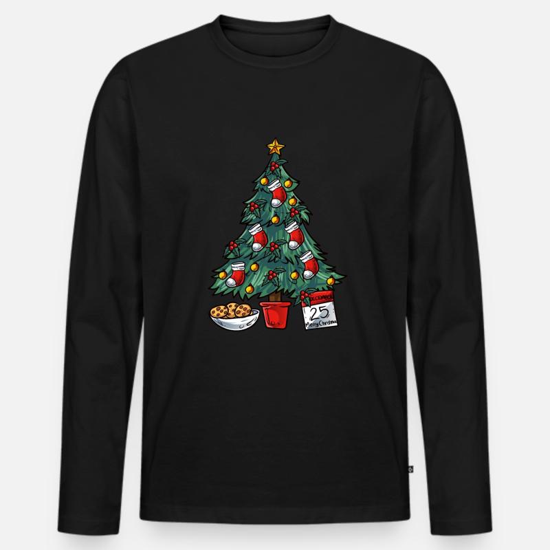 Weihnachtsbaum - Männer Premium Bio Langarmshirt - Schwarz