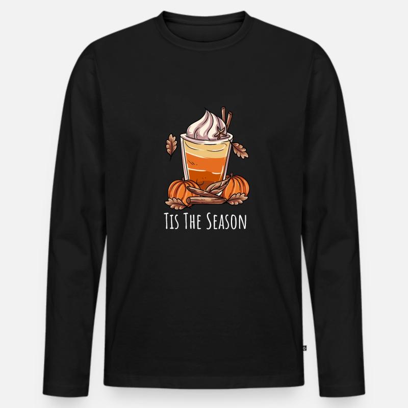 Kaffeebecher Herbst - Männer Premium Bio Langarmshirt - Schwarz