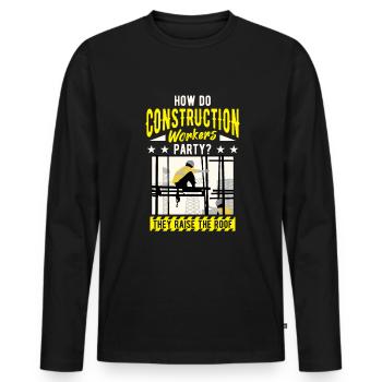 Travailleurs de la construction d’infrastructures, de la construction - T-shirt manches longues Premium bio Homme - noir - Devant - Nico (187cm)