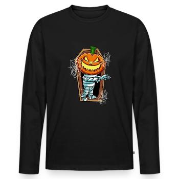 Pumpkin mummy in the grave - Men's Premium Organic Long Sleeve Shirt - black - Front - Nico (187cm)