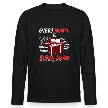 Grilling Smoking BBQ Mois Grill amateurs - T-shirt manches longues Premium bio Homme - noir - Devant - Nico (187cm)