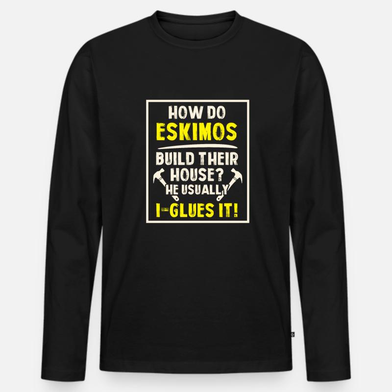Bau Schreiner Arbeiter - Männer Premium Bio Langarmshirt - Schwarz