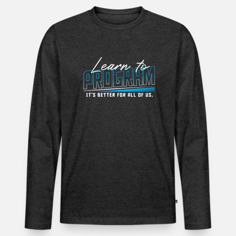 HTML Binary Code Hacking Programmer Men's Premium Organic Long Sleeve Shirt