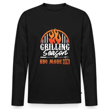 Barbeque Grilling BBQ Mode on Griller - Men's Premium Organic Long Sleeve Shirt - black - Front - Nico (187cm)