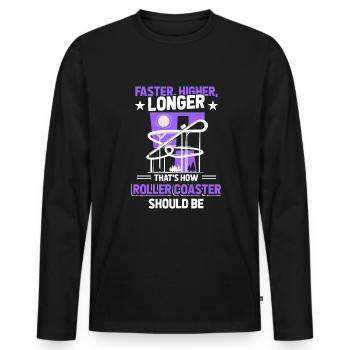 Parc Parc d’attractions Montagnes russes - T-shirt manches longues Premium bio Homme - noir - Devant - Nico (187cm)