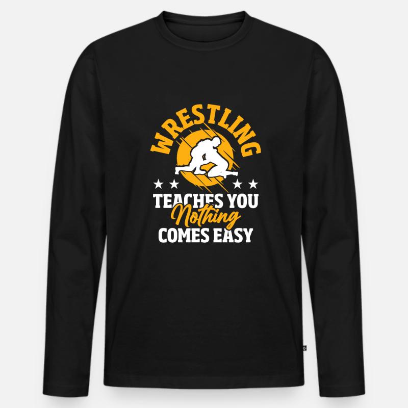 Wrestling Ringer Kampf - Männer Premium Bio Langarmshirt - Schwarz