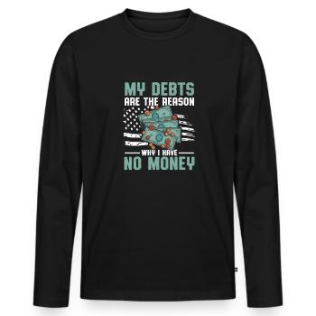 Debt American Money Financial Credit Credit - Men's Premium Organic Long Sleeve Shirt - black - Front - Nico (187cm)