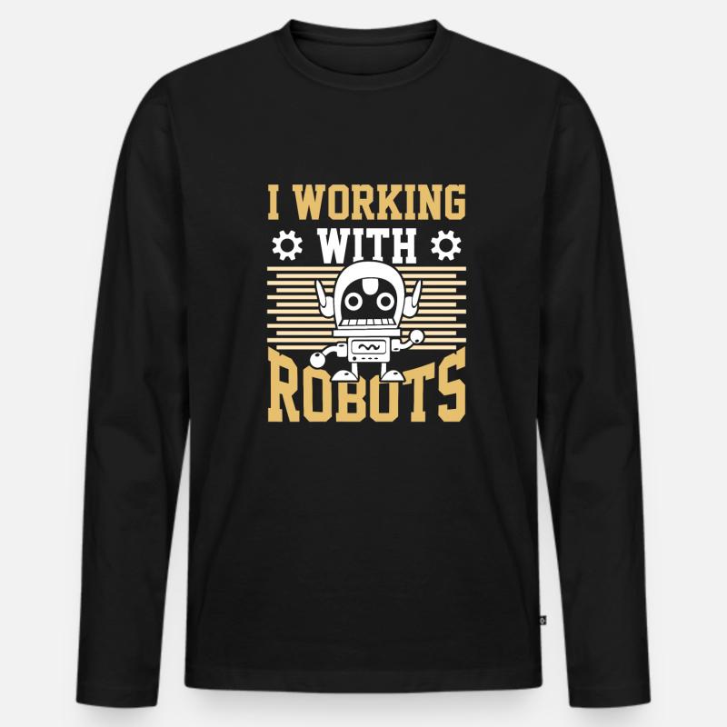 Roboter Robotik Ingenieur - Männer Premium Bio Langarmshirt - Schwarz