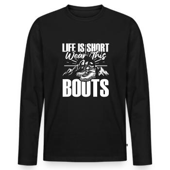 Hiking Hiking Shoes Hike - Men's Premium Organic Long Sleeve Shirt - black - Front - Nico (187cm)