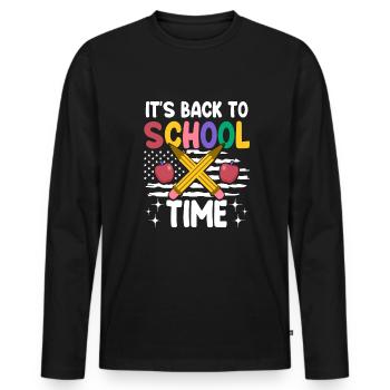 Enseignant patriote le premier jour d’école - T-shirt manches longues Premium bio Homme - noir - Devant - Nico (187cm)