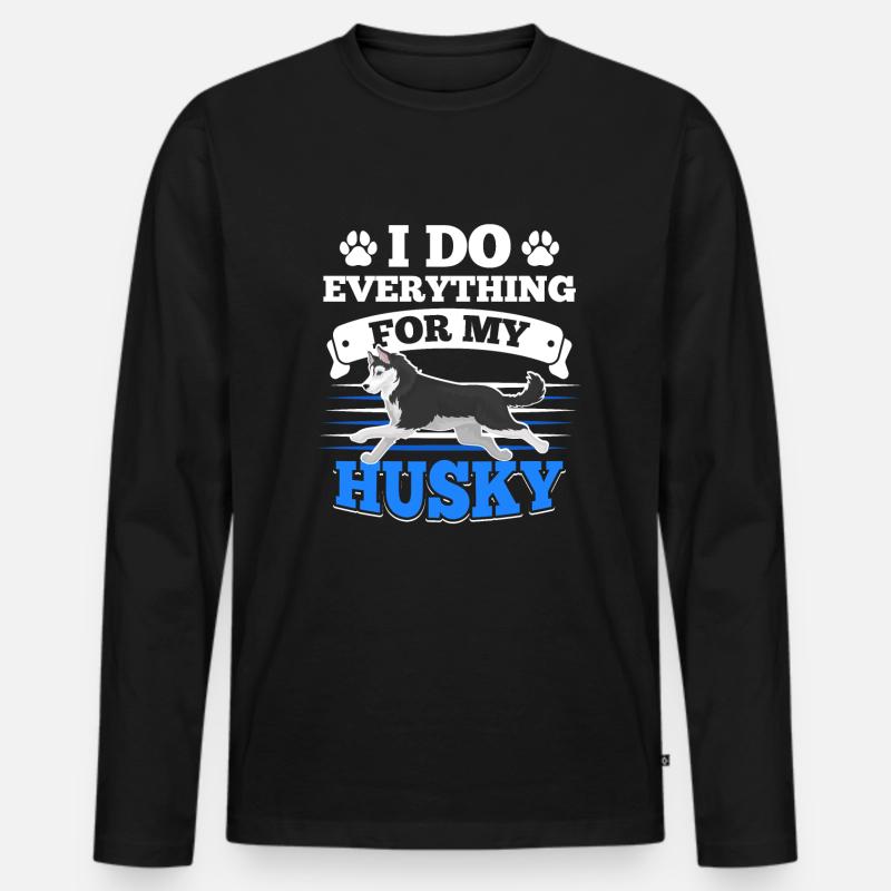 Husky Huskies Hundehalter - Männer Premium Bio Langarmshirt - Schwarz