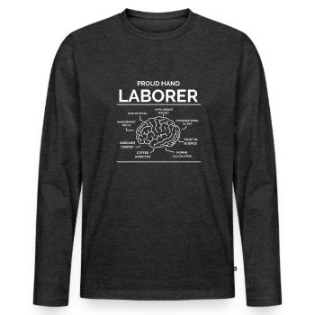 Artisans - T-shirt manches longues Premium bio Homme - anthracite chiné - Devant - Nico (187cm)