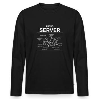 Serveur Serveuse Directeur de restaurant - T-shirt manches longues Premium bio Homme - noir - Devant - Nico (187cm)