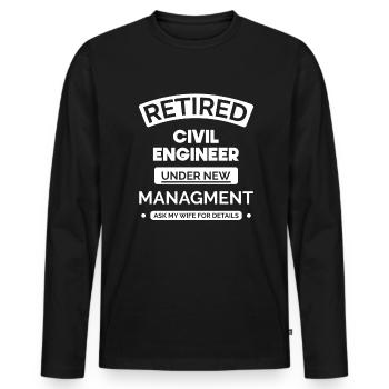 Retired civil engineer - Men's Premium Organic Long Sleeve Shirt - black - Front - Nico (187cm)