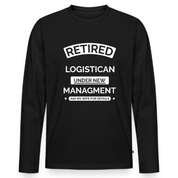 Logistiker im Ruhestand - Männer Premium Bio Langarmshirt - Schwarz - Vorne - Nico (187cm)