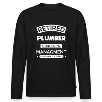 Retired plumber - Men's Premium Organic Long Sleeve Shirt - black - Front - Nico (187cm)