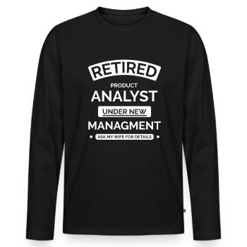 Retired Product Analyst - Men's Premium Organic Long Sleeve Shirt - black - Front - Nico (187cm)