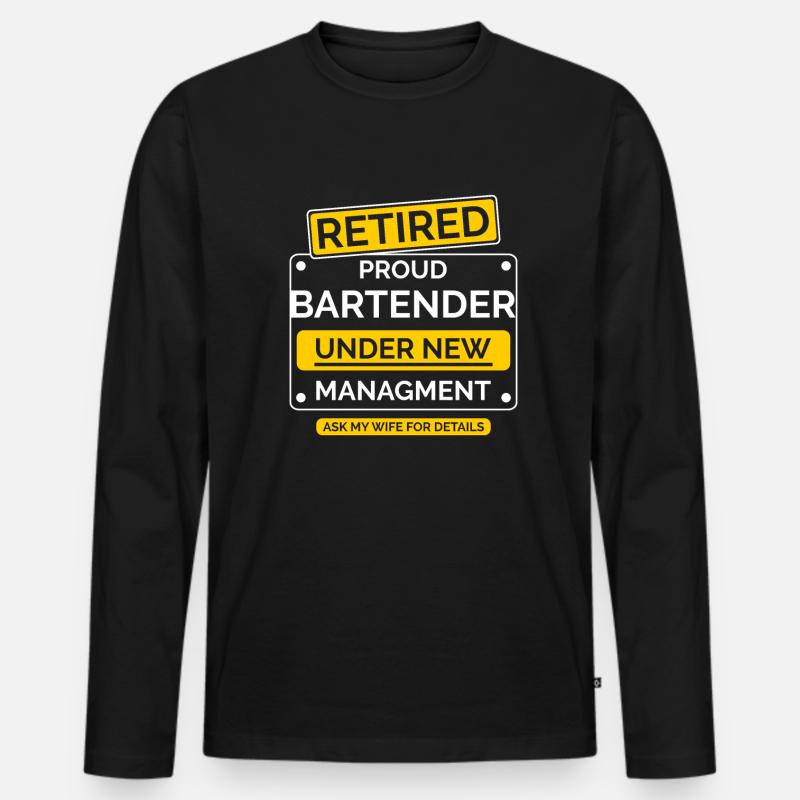 Barkeeper Ruhestand - Männer Premium Bio Langarmshirt - Schwarz
