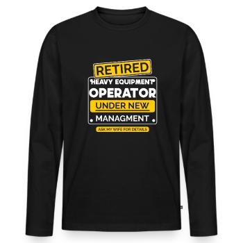 Départ à la retraite des opérateurs de machines - T-shirt manches longues Premium bio Homme - noir - Devant - Nico (187cm)
