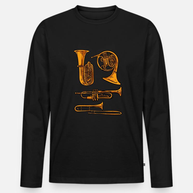 Trompete Horn Posaune - Männer Premium Bio Langarmshirt - Schwarz
