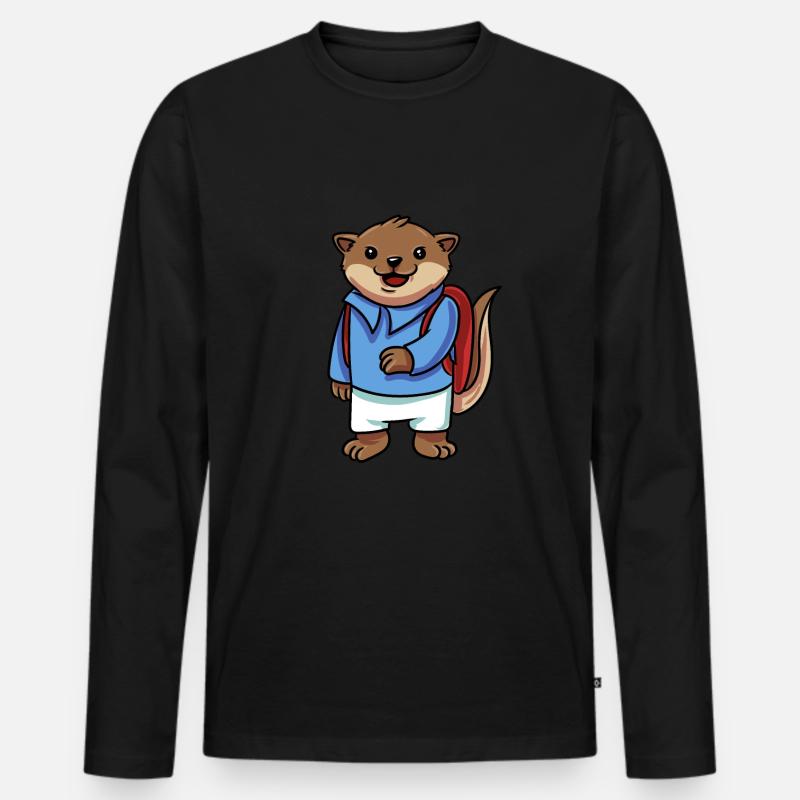 Otter geht zur Schule - Männer Premium Bio Langarmshirt - Schwarz