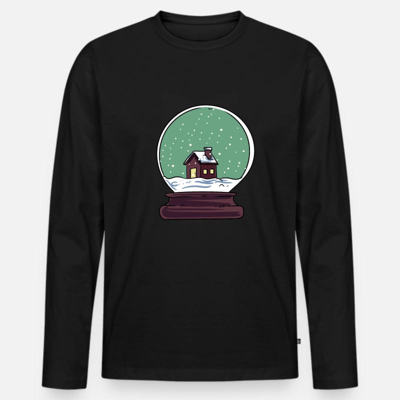 Schneekugel - Männer Premium Bio Langarmshirt - Schwarz