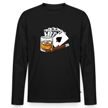 Whisky Glas - Männer Premium Bio Langarmshirt - Schwarz - Vorne - Nico (187cm)