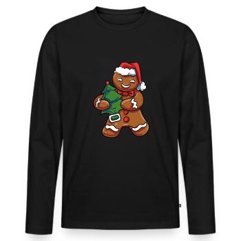 Vintage Gingerbread - Men's Premium Organic Long Sleeve Shirt - black - Front - Nico (187cm)