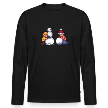 Children's Snowman - Men's Premium Organic Long Sleeve Shirt - black - Front - Nico (187cm)