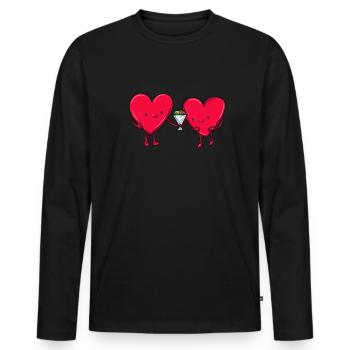Valentinstag Herz - Männer Premium Bio Langarmshirt - Schwarz - Vorne - Nico (187cm)