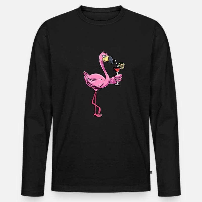 Flamingo Pinker Vogel - Männer Premium Bio Langarmshirt - Schwarz