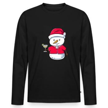 Snowman Xmas - Men's Premium Organic Long Sleeve Shirt - black - Front - Nico (187cm)