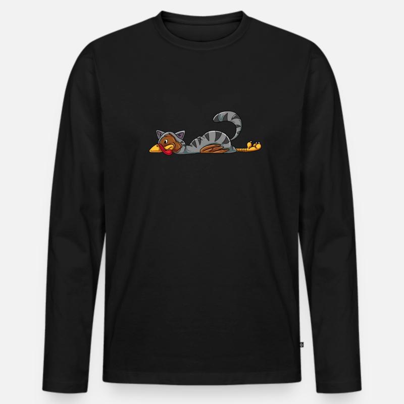 Truthahn Katze - Männer Premium Bio Langarmshirt - Schwarz