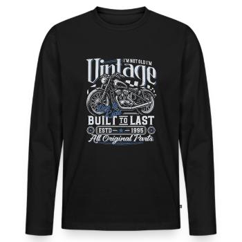 1995 Vintage Born Motorcycle Birthday Gift - Men's Premium Organic Long Sleeve Shirt - black - Front - Nico (187cm)