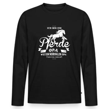 Pferde Shirt-Cooler Opa - Männer Premium Bio Langarmshirt - Schwarz - Vorne - Nico (187cm)