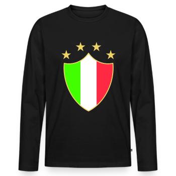 Italia fun - Männer Premium Bio Langarmshirt - Schwarz - Vorne - Nico (187cm)