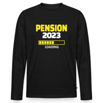 Pension 2023 loading - Männer Premium Bio Langarmshirt - Schwarz - Vorne - Nico (187cm)