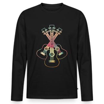 Ukulele lineart - Männer Premium Bio Langarmshirt - Schwarz - Vorne - Nico (187cm)