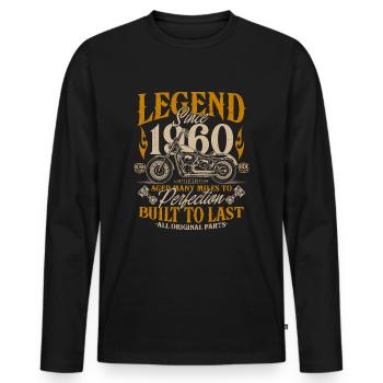 Légende depuis les années 1960 Cadeau d’anniversaire moto - T-shirt manches longues Premium bio Homme - noir - Devant - Nico (187cm)