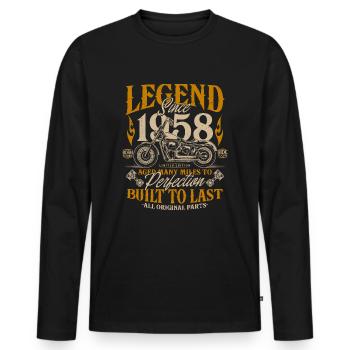 Legend Since 1958 Motorcycle Birthday Gift - Men's Premium Organic Long Sleeve Shirt - black - Front - Nico (187cm)