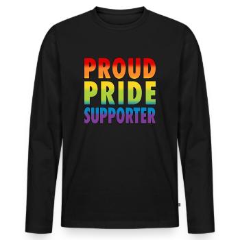 LGBTQ Proud Pride Supporter CSD Pride Unterstützer - Männer Premium Bio Langarmshirt - Schwarz - Vorne - Nico (187cm)