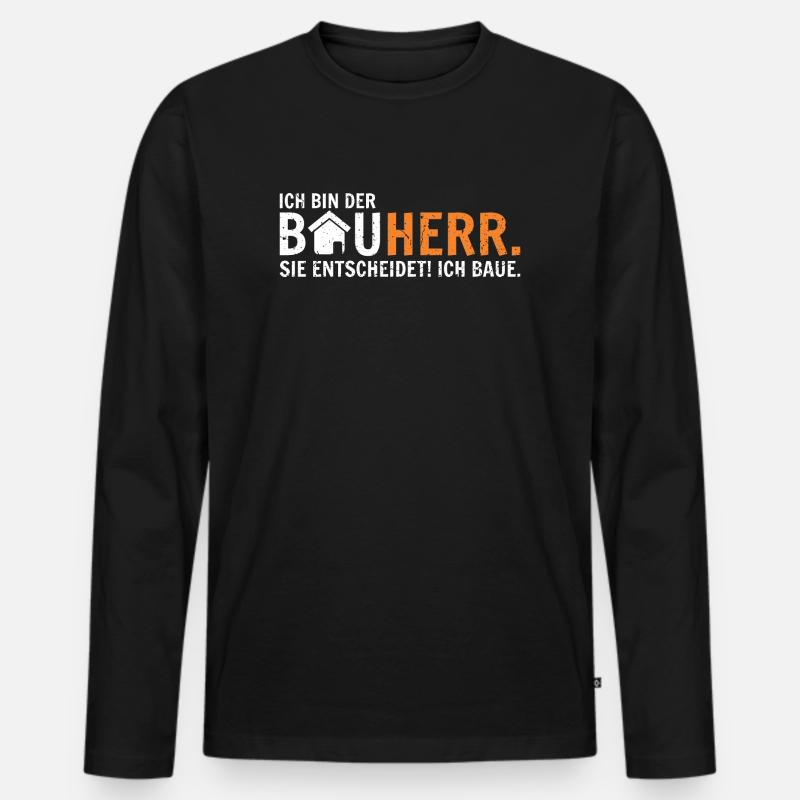 Bauherr - Männer Premium Bio Langarmshirt - Schwarz
