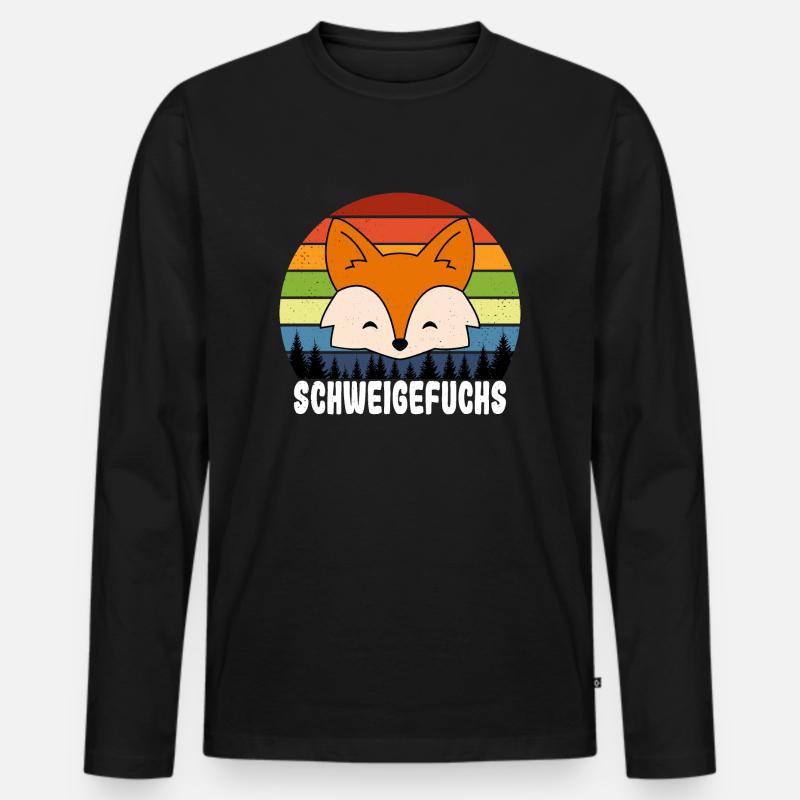 Grundschule Lehrer Schweigefuchs Geschenk - Männer Premium Bio Langarmshirt - Schwarz